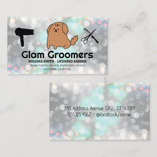 Schattige Cartoon Puppy | Verzorgingsgereedschap | Visitekaartje (Voorkant / Achterkant)
