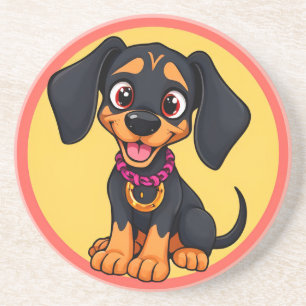 Schattige Cartoon Puppy Zandsteen Onderzetter