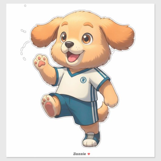 Schattige Cartoon Puppysoccer Speler Sticker (Vel)
