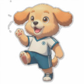 Schattige Cartoon Puppysoccer Speler Sticker (Voorkant)