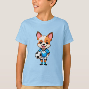 Schattige Cartoon Puppysoccer Speler T-shirt