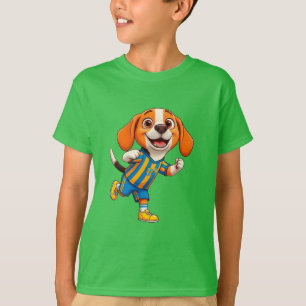 Schattige Cartoon Puppysoccer Speler T-shirt
