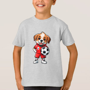 Schattige Cartoon Puppysoccer Speler T-shirt