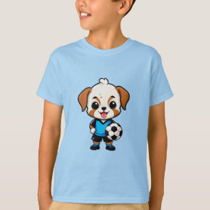 Schattige Cartoon Puppysoccer Speler T-shirt