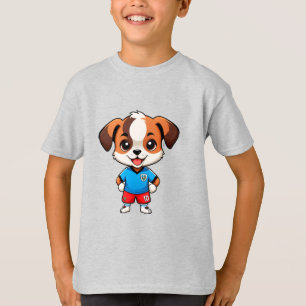 Schattige Cartoon Puppysoccer Speler T-shirt