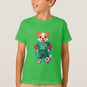 Schattige Cartoon Puppysoccer Speler T-shirt