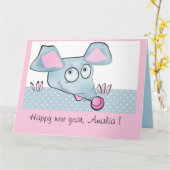 Schattige cartoon rat muis Nieuwjaar 2020 symbool  Kaart (Gele Bloem)