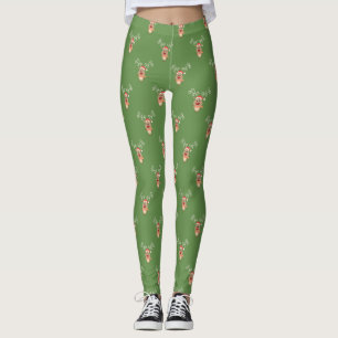 Schattige Cartoon Reindeer, pretkerst Leggings