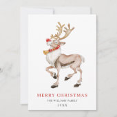 Schattige Cartoon Rendier Prettig Kerst Groet Feestdagenkaart (Voorkant)