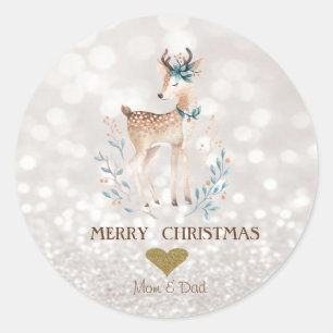 Schattige Cartoon Rendier,Wit Bokeh Ronde Sticker