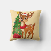 Schattige Cartoon rendieren in Santa Hat Kussen (Achterkant)