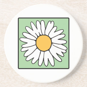 Schattige Cartoon Retro Madeliefje Lente Tuin Bloe Zandsteen Onderzetter