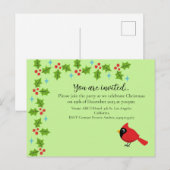 Schattige Cartoon Rode Kardinaal met Bloemen Uitnodiging Briefkaart (Voorkant / Achterkant)