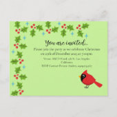 Schattige Cartoon Rode Kardinaal met Bloemen Uitnodiging Briefkaart (Voorkant)