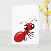 Schattige Cartoon Rode mier Blank Notecards Kaart (Gele Bloem)