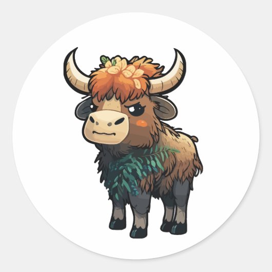 schattige cartoon ronde sticker (Voorkant)