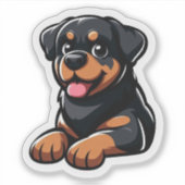 Schattige Cartoon Rottweiler Puppy Rustend Sticker (Voorkant)