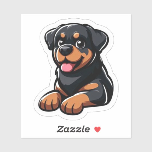 Schattige Cartoon Rottweiler Puppy Rustend Sticker (Vel)