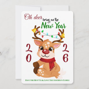 Schattige Cartoon Rudolph Oh Hert Breng het Nieuwe Feestdagenkaart