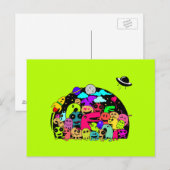 Schattige Cartoon ruimte buitenaardse personages Briefkaart (Voorkant / Achterkant)