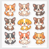 Schattige Cartoon Schattigee hond Stickers (Vel)