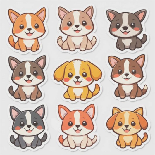 Schattige Cartoon Schattigee hond Stickers (Voorkant)