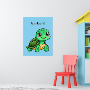 Schattige Cartoon Schildpad 🐢✨ Kinderkamer Decora Poster