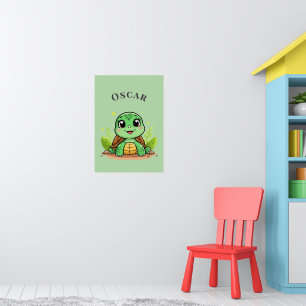Schattige Cartoon Schildpad Lacht ✨ Knus Babykamer Poster