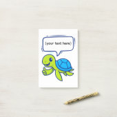 Schattige Cartoon Schildpad met Spreekballon Post-it® Notes (Op bureau)