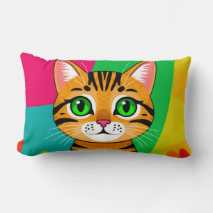 Schattige Cartoon Schotse Kat Met Grote Groene Oge Kussen