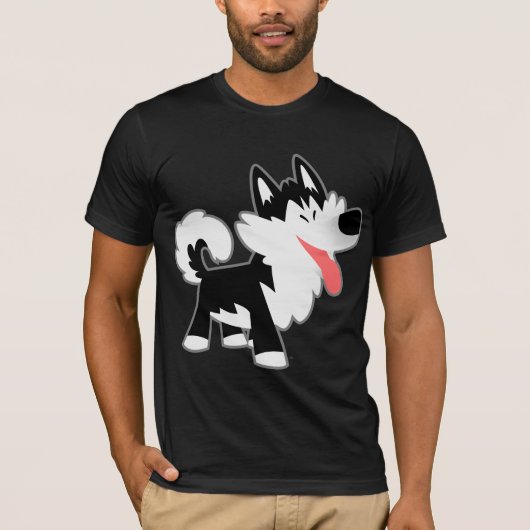 Schattige Cartoon Siberisch Husky T-shirt (Voorkant)