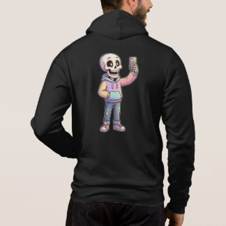Schattige Cartoon Skelet Selfie - Volledig Lichaam Hoodie