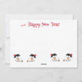 Schattige Cartoon Sneeuwman Gelukkig Kerstmis Foto Feestdagenkaart (Achterkant)