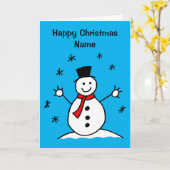Schattige Cartoon Sneeuwman Gelukkig Kerstmis Kaart (Gele Bloem)