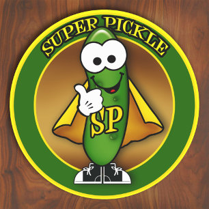 Schattige Cartoon Super Pickle Ronde Sticker