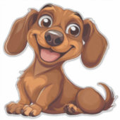 Schattige Cartoon Teckel Hond Sticker (Voorkant)