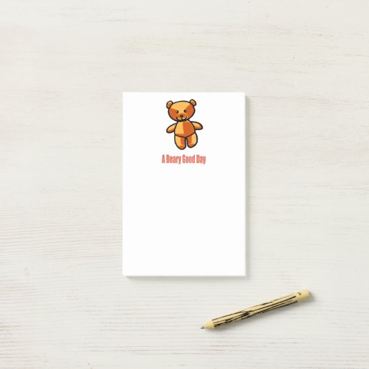 Schattige Cartoon Teddybeer Pun Illustratie Post-it® Notes (Op bureau)