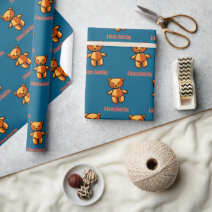 Schattige Cartoon Teddybeer Stout Illustratie Cadeaupapier