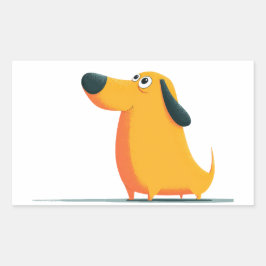 Schattige Cartoon Tekening van een Dachshond – Gra Rechthoekige Sticker