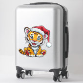 Schattige Cartoon Tiger Cub Dragen van een Santa H Sticker (Koffer)