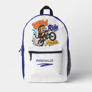 Schattige Cartoon Tijger BMX Fiets Gepersonaliseer Bedrukte Rugzak