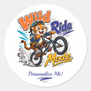 Schattige Cartoon Tijger BMX Fiets Kids Gepersonal Ronde Sticker
