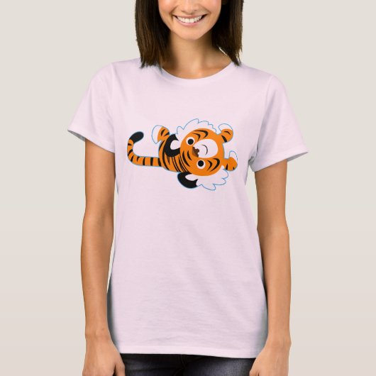 Schattige Cartoon Tijger Dames T-Shirt (Voorkant)
