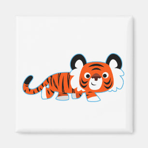 Schattige Cartoon Tijger op Roof Magnet