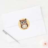Schattige Cartoon uil met grote ogen Ronde Sticker (Envelop)