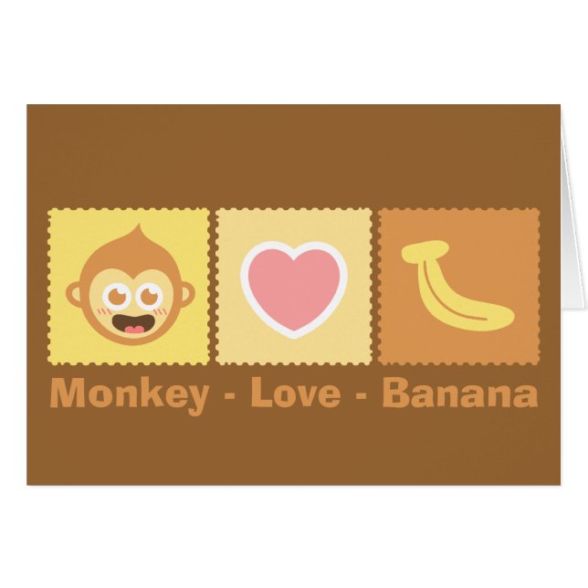 Schattige cartoon van aap - Liefde - Banaan (Voorkant Horizontaal)
