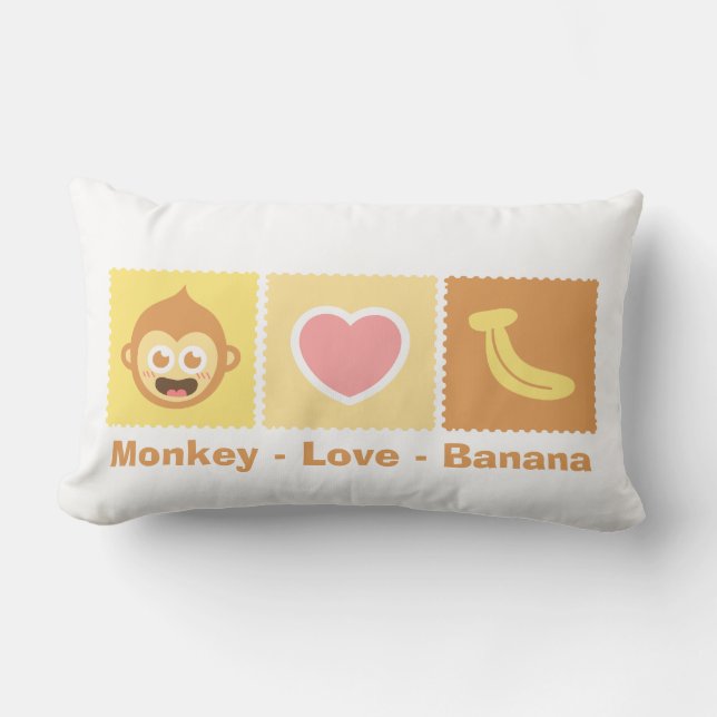 Schattige cartoon van aap - Liefde - Banaan Kussen (Voorkant)