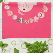 Schattige Cartoon varken mandala keukenhanddoek (Gevouwen)