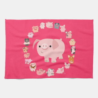 Schattige Cartoon varken mandala keukenhanddoek