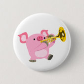Schattige Cartoon varken spelen trompet Button bad (Voorkant)